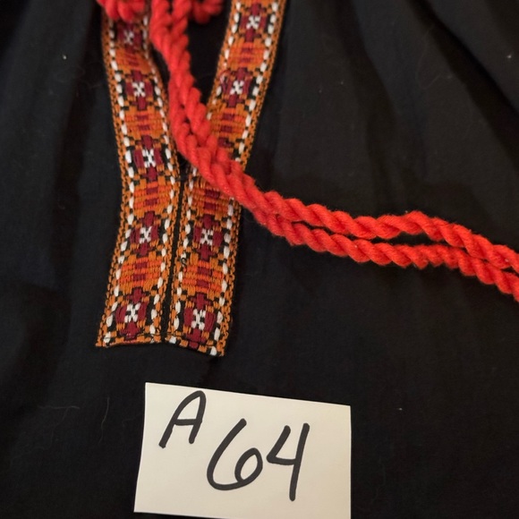 A-64 H&M Black‎ & Orange Embroidered Long Sleeve Pullover Blouse Size 6 - Picture 14 of 14